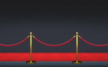 kırmızı halı ve bariyer 3D render