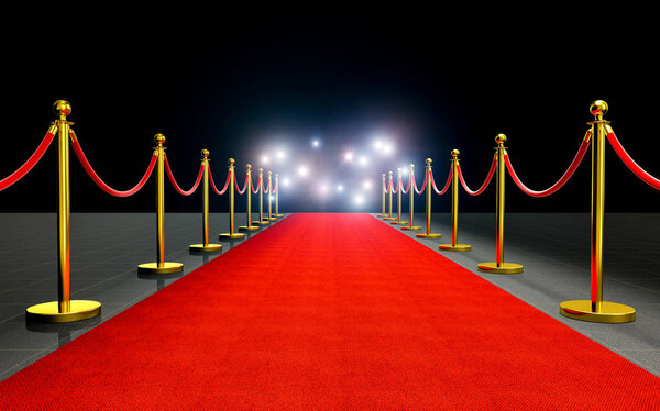 папарацци вспышка на красной ковровой дорожке 3D рендеринг изображения
