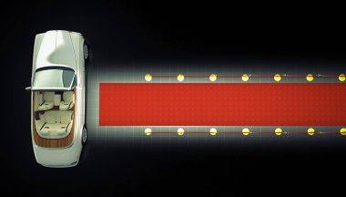 Özel araba ve kırmızı halı 3d render resim