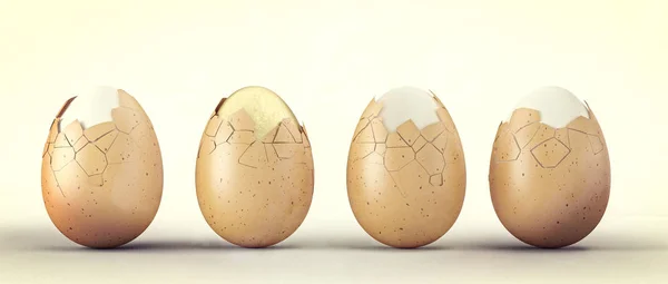 Τρισδιάστατη Απεικόνιση Του Φυσικού Και Χρυσά Αυγά — Φωτογραφία Αρχείου