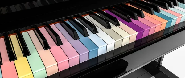 Színes Billentyűzet Zongora Megjelenítő Kép — Stock Fotó