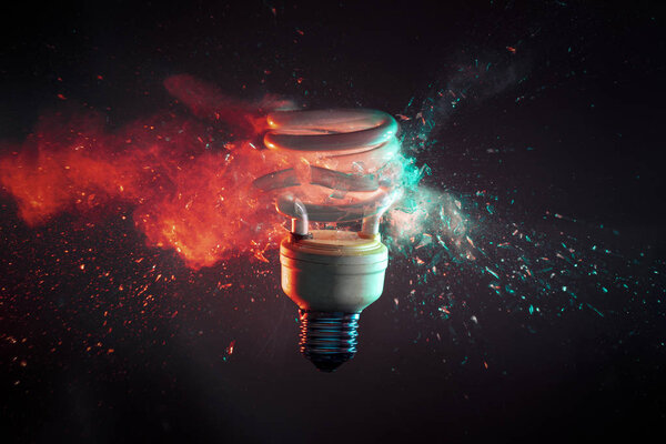 crash of real glass electric modern bulb high speed photography