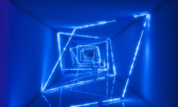 3D neaon tünelde ışık — Stok fotoğraf