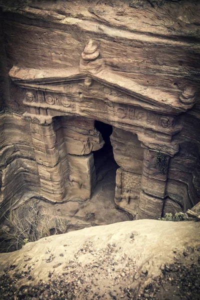 Leões portão templo petra — Fotografia de Stock