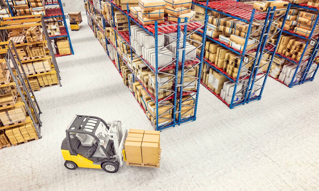 forklift in warehouse