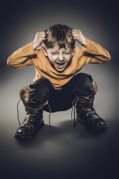 Angry 5 year old portrait — Stock Photo, Image