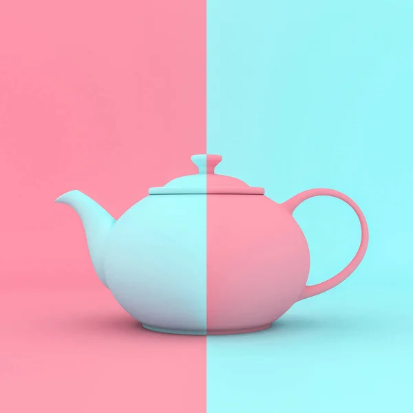 Klasszikus kék és rózsaszín teáskanna — Stock Fotó