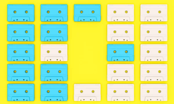 3D Render tło grupy archiwalne kaset — Zdjęcie stockowe