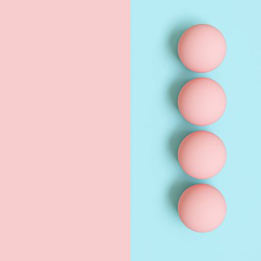 Mavi ve pembe arka plan daki kürelerin 3d render görüntüsü 