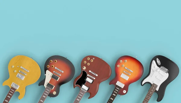 Colección de guitarras sobre un fondo azul . —  Fotos de Stock