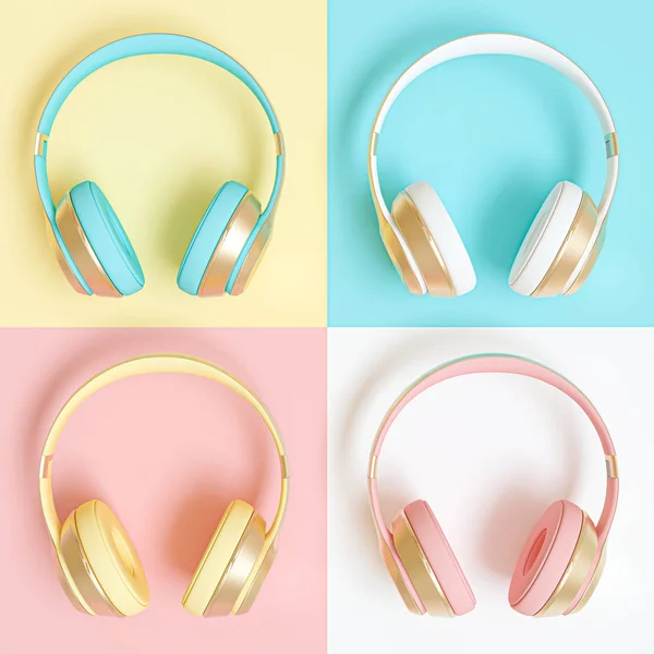 Collection of audio headphones in different colors. — Stock Photo, Image