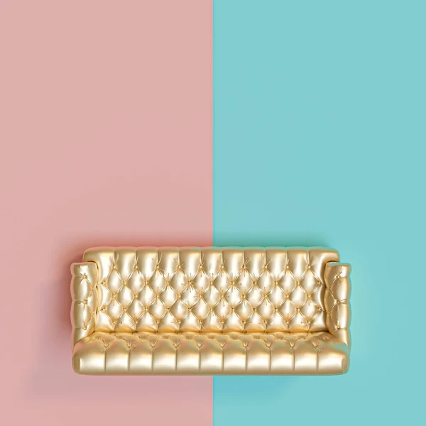 Вид з іншого золотисто-кольорового дивана на синьому і — стокове фото