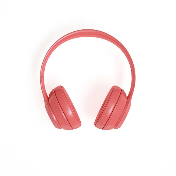 3d render image of modern coral-colored audio headphones on a wh — Stock Photo, Image