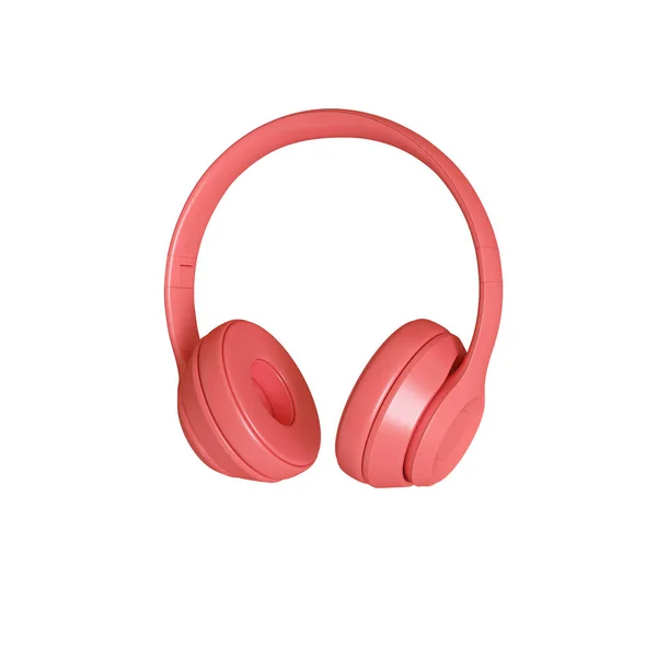 Wh上の現代のサンゴ色のオーディオヘッドフォンの3Dレンダリング画像 — ストック写真