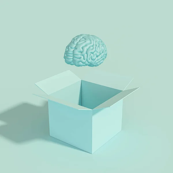 Cerebro humano saliendo de una caja — Foto de Stock