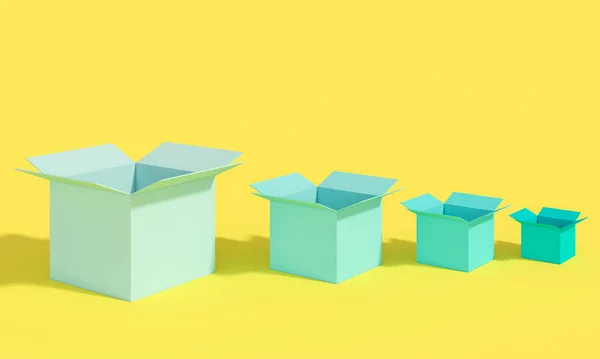 Farklı boyutlarda birkaç boş kutu — Stok fotoğraf
