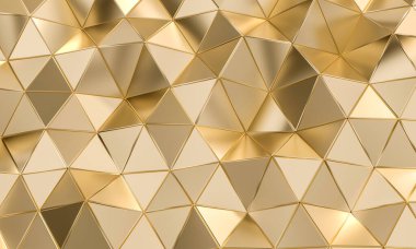 Altın renkli metalle üçgen şekilli geometrik desen.