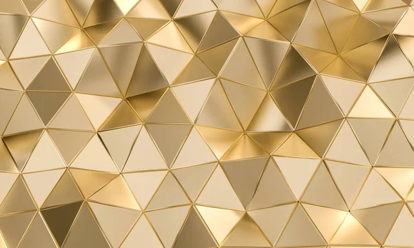 Geometrický vzor s trojúhelníkovými tvary ve zlatě zbarveném kovu. — Stock fotografie