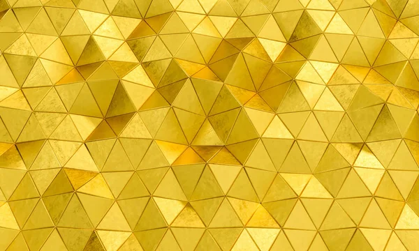 Geometric pattern with triangular shapes in gold-colored metal. — Stock Photo, Image
