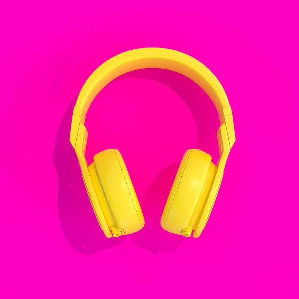 Modern Wireless Headphones Flat Lay Uniform Background Render Nobody — Stock Photo, Image