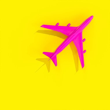 Sarı arka planda düz bir fuşya düzlemi. Etrafta kimse yok. 3d hazırlayıcı.