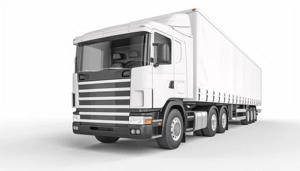 Big White Tarpaulin Truck Nobody Transport Logistics Concept Render — Stock Photo, Image