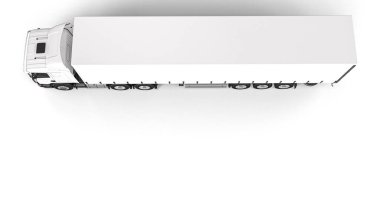 Beyaz arka planda beyaz bir kamyon. Ulaşım ve lojistik konsepti. 3d hazırlayıcı.