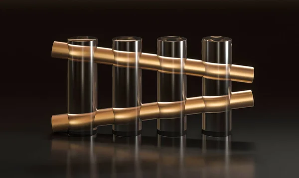 Minimalistische Abstracte Achtergrond Van Glazen Gouden Cilinders Renderen — Stockfoto