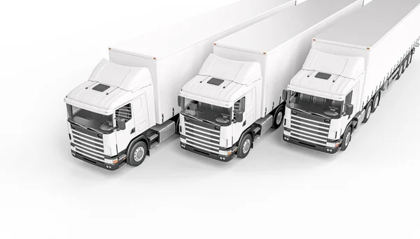 White Trucks White Background Transport Logistics Concept Render — Stock Photo, Image