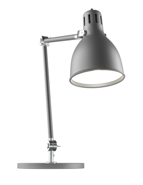 Gray metal desk lamp 3d transparent background