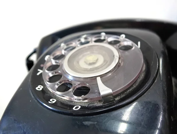 Svart Vintage Vredet Telefon Med Cirkulär Ringer Whee — Stockfoto