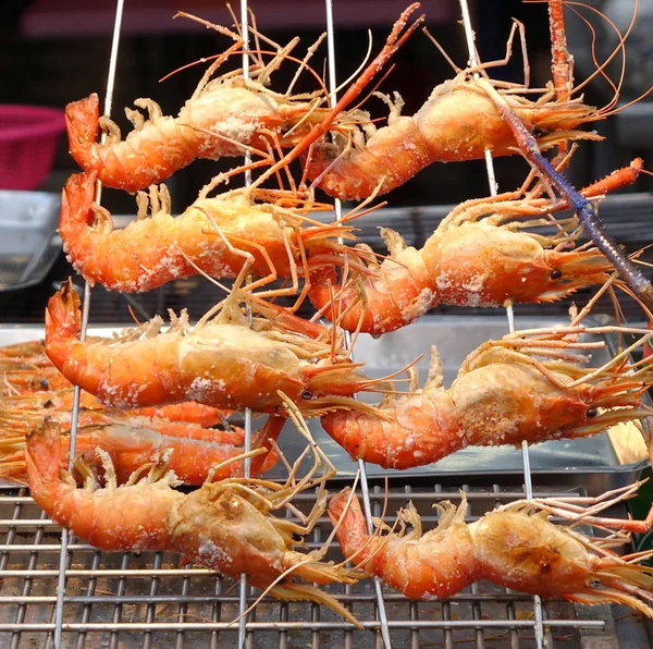 Large Prawns Ready Grilled Outdoor Market Taiwan — Stock Photo, Image