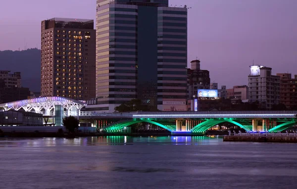 Гаосюн Тайвань Грудня 2018 Вечір Вид Любов Річки Ілюстрованих Залізниці — стокове фото