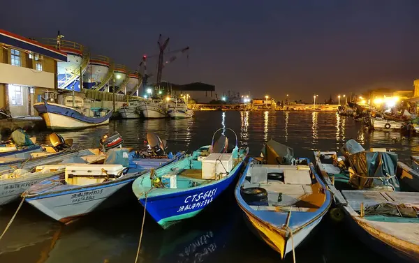 Kaohsiung Taiwan December 2018 Small Fishing Harbor Night Island Qijin — Stock Photo, Image
