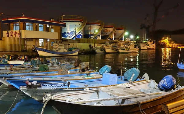 Kaohsiung Taiwan December 2018 Small Fishing Harbor Night Island Qijin — Stock Photo, Image