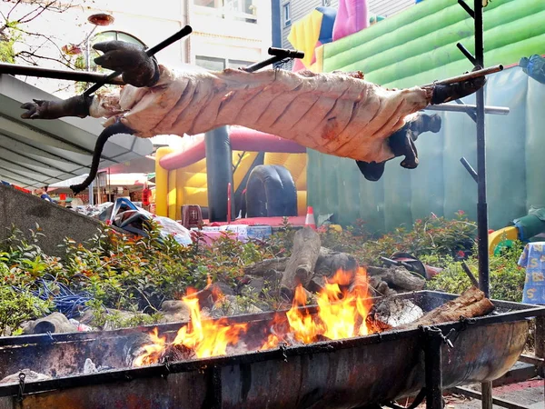 Traditional Black Haired Pig Barbecue Taiwan — Stock Photo, Image