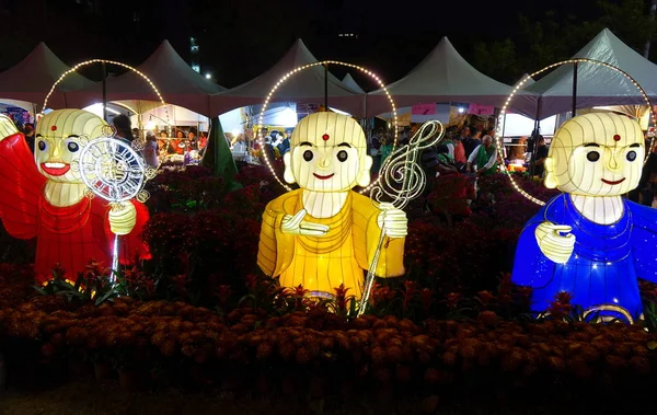 Three Lanterns in the Shape of Buddhist Monks — Stock Photo, Image