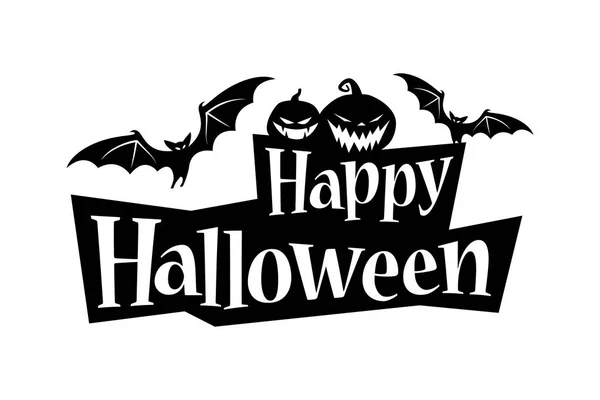 Joyeux Halloween Texte Bannière Avec Une Chauve Souris Des Citrouilles — Image vectorielle