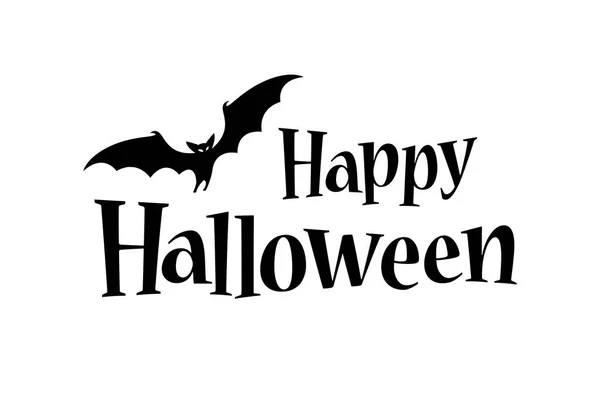 Joyeux Halloween Texte Bannière Avec Une Chauve Souris Lettrage Vectoriel — Image vectorielle