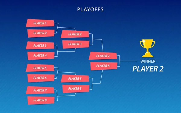 Decorazione Del Modello Calendario Dei Playoff Sfondo Blu Staffa Torneo — Vettoriale Stock