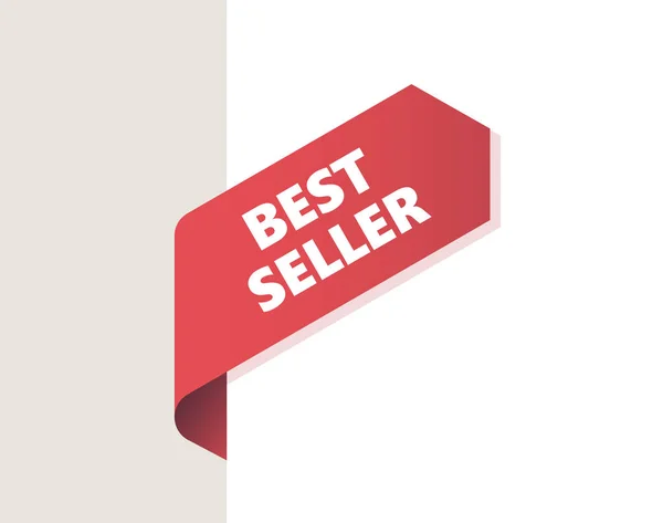 Etiqueta Esquerda Vermelha Fita Com Sombra Ilustração Vetorial Best Seller — Vetor de Stock