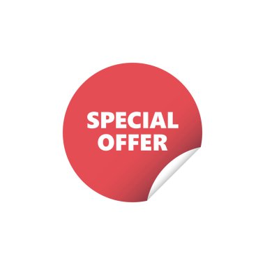 Kırmızı yuvarlak etiket. vektör çizim