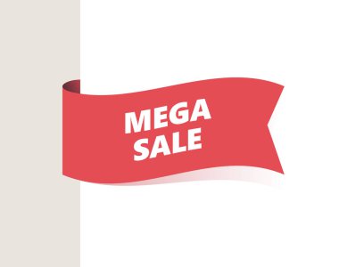 Kırmızı etiket sol gölge ile bayrak sallayarak. Vektör çizim