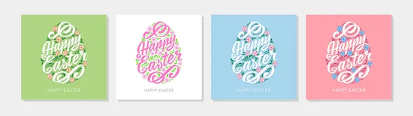 Happy easter greeting card template of different colors — Stock Vector