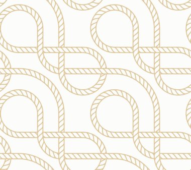 Deniz halat ile vektör sorunsuz arka plan. Nautic desen beyaz ve altın