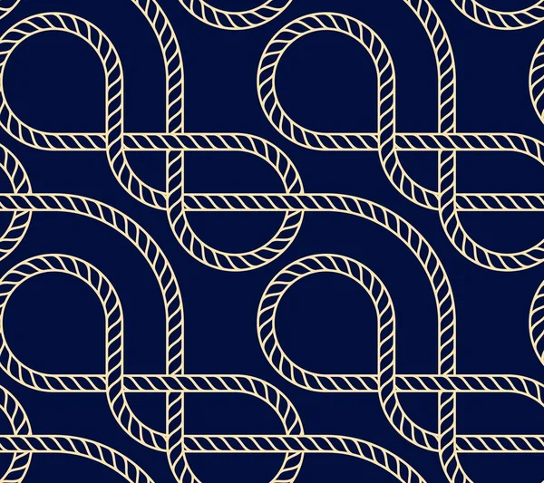 Deniz halat ile vektör sorunsuz arka plan. Nautic desen koyu mavi ve altın