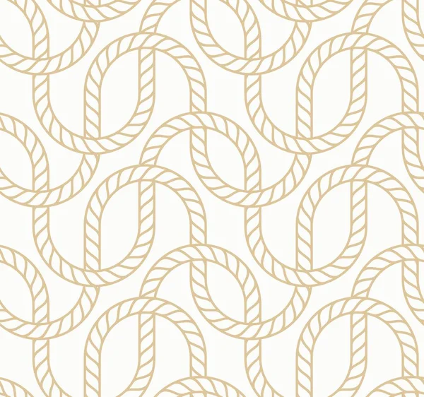 Vektor sömlös bakgrund med marin rep. Nautic mönster vitt och guld — Stock vektor
