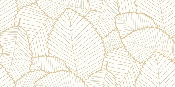 Vector seamless Leafs pattern white and gold — Stock Vector
