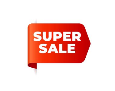 Kırmızı Vektör Banner Şerit beyaz arka plan, sol yer imi.