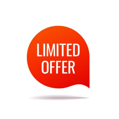 Beyaz arka planda Kırmızı Vektör Banner konuşma balonu.